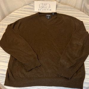 Chaps Men’s V-neck Cotton Cashmere brown sweater XL